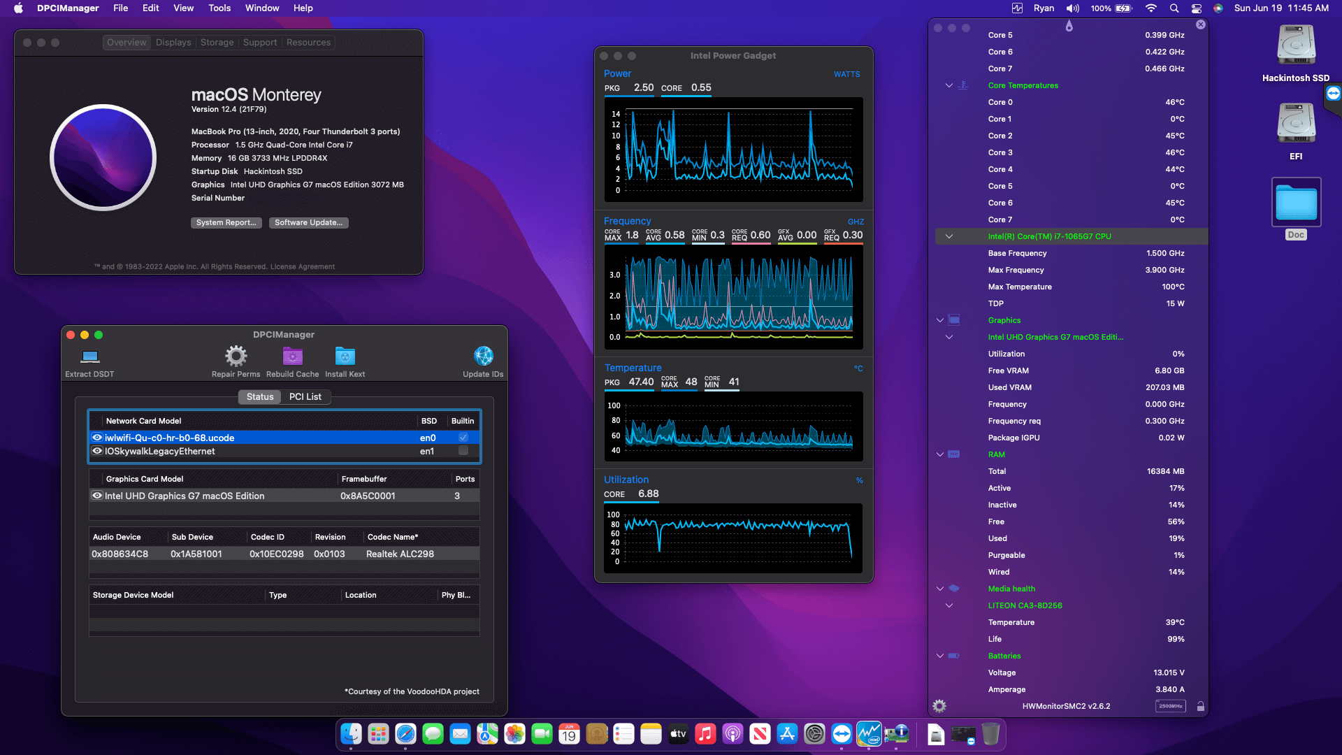 Success Hackintosh macOS Monterey 12.4 Build 21F79 in Razer Blade Stealth 13 2019 RZ09-0311EM1